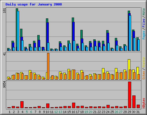 Daily usage for January 2008