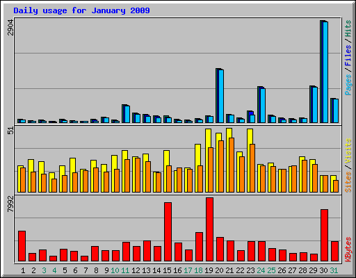 Daily usage for January 2009