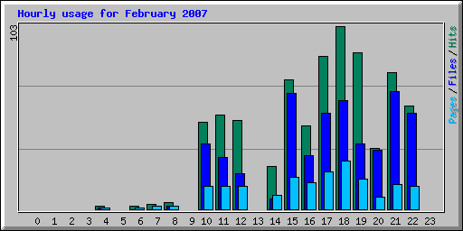 Hourly usage for February 2007
