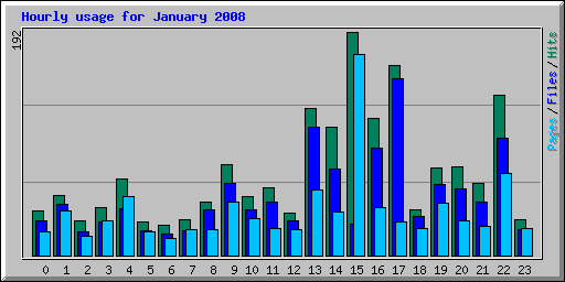 Hourly usage for January 2008