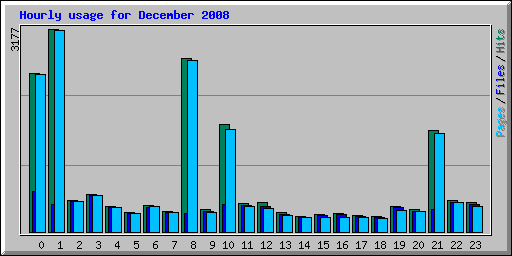 Hourly usage for December 2008