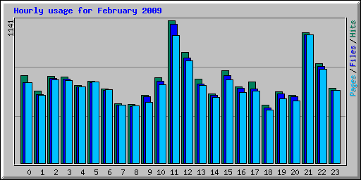 Hourly usage for February 2009