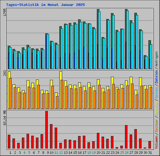 Tages-Statistik im Monat Januar 2025
